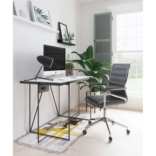 Liderato Gray and Silver Office Chair, image 2