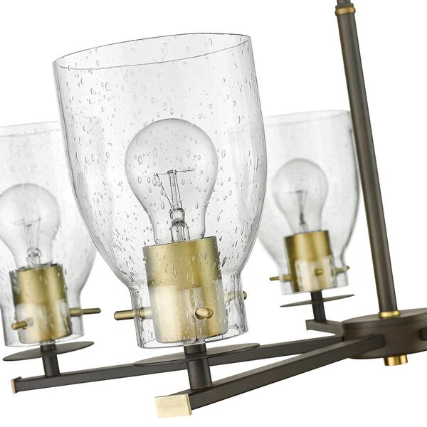 Shelby Oil Rubbed Bronze and Antique Brass Five-Light Chandelier with Clear Seedy Glass, image 6