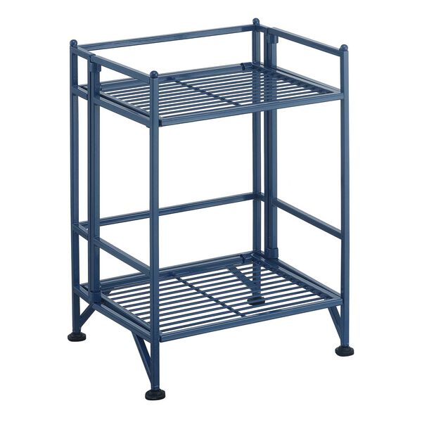 Xtra Storage Cobalt Blue Two-Tier Folding Metal Shelf, image 1