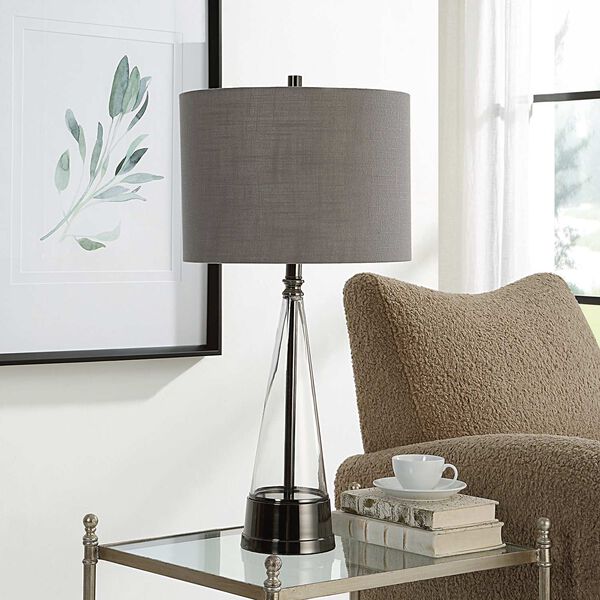 Loring Cone Glass Antique Nickel One-Light Table Lamp, image 4