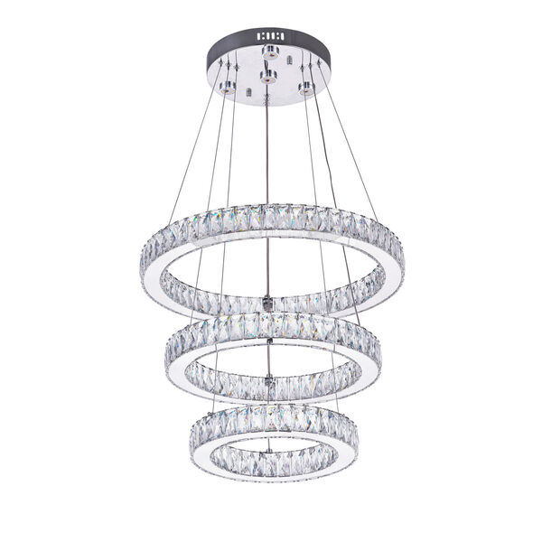 Florence Chrome 20-Inch Three-Light LED Chandelier with K9 Clear Crystals, image 3
