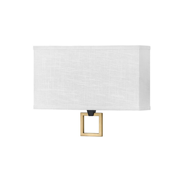 Link Black Two-Light LED Wall Sconce with Off White Linen Shade, image 1