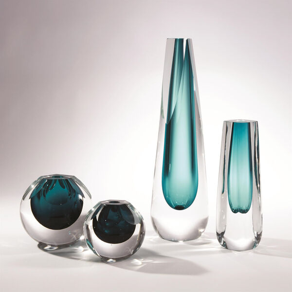 Studio A Home Azure Triangle Cut Glass Vase, image 6