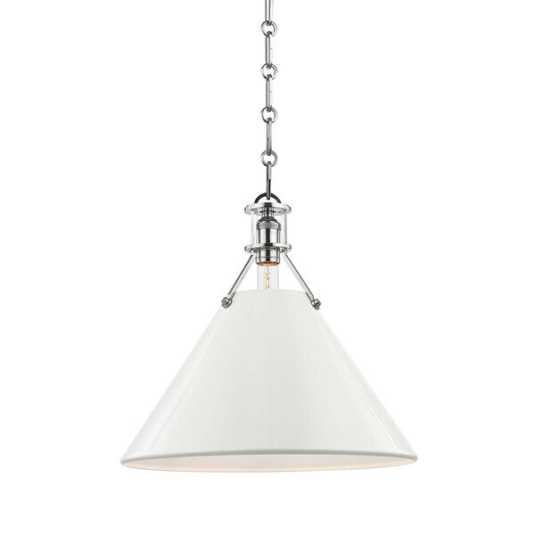 Painted No.2 Gray and Off White One-Light Pendant, image 1