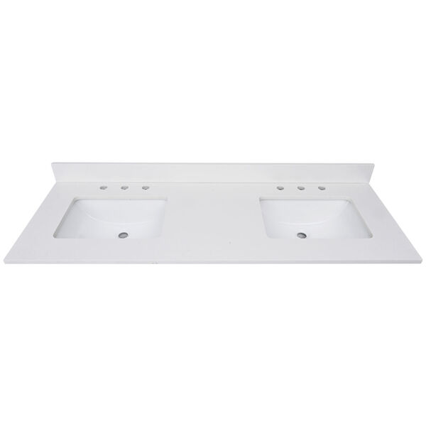 Lotte Radianz Everest White 61-Inch Vanity Top with Dual Rectangular Sink, image 1