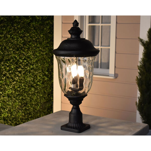 Carriage House Oriental Bronze Three-Light Outdoor Post Light with Water Glass, image 11