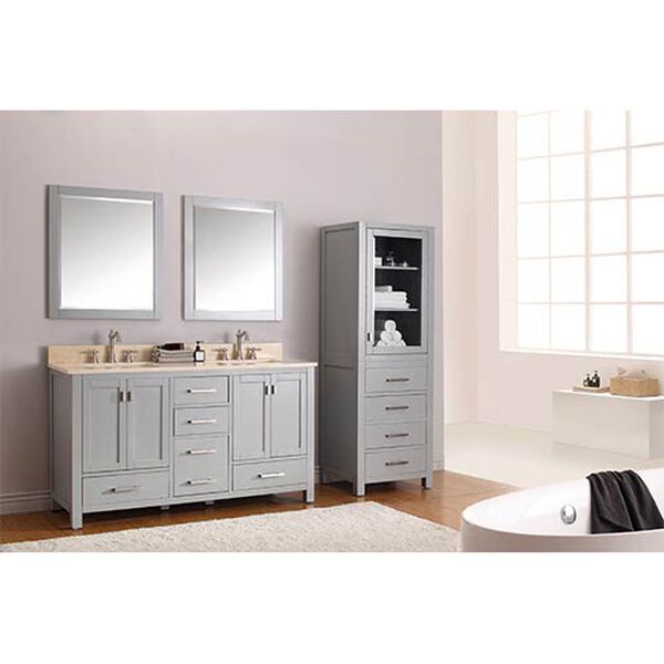Modero Chilled Gray 60-Inch Double Vanity Combo with Galala Beige Marble Top, image 4