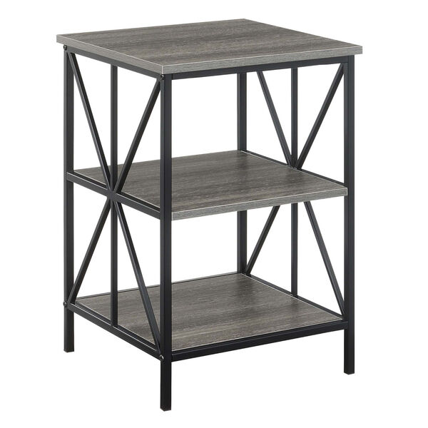 Tucson Weathered Gray Black Starburst End Table with Shelves, image 2