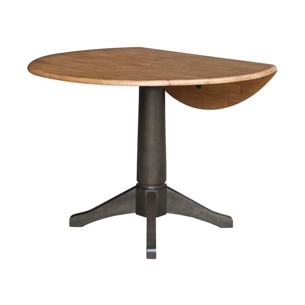 Hickory Washed Coal Round Top Dual Drop Leaf Pedestal Dining Table, image 5