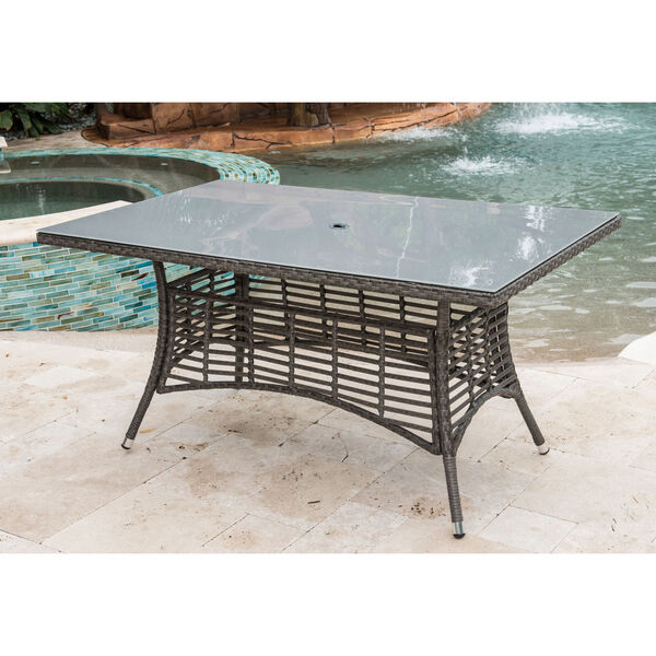 Intech Grey Rectangular Outdoor Table With Frost Glass and Hole, image 2