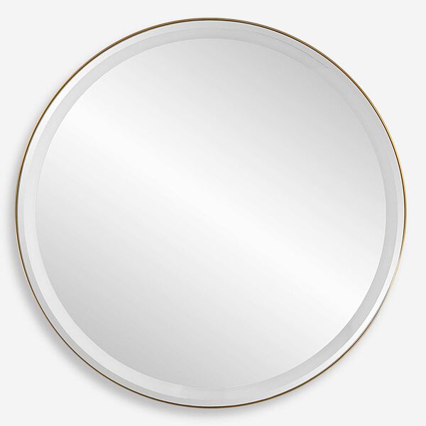 Crofton Brushed Brass Round Wall Mirror, image 2