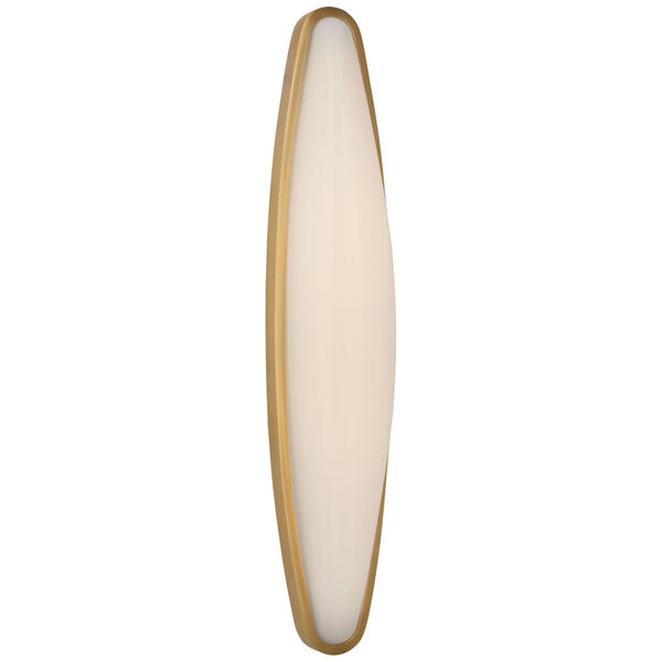 Ezra Large Bath Sconce in Hand-Rubbed Antique Brass with White Glass by AERIN, image 1