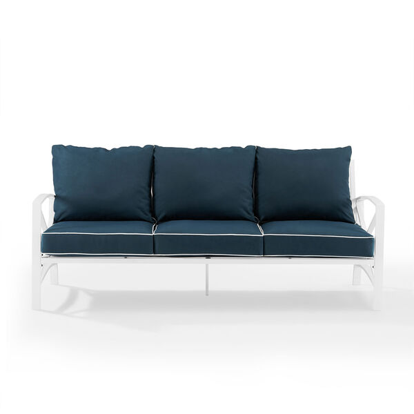 Kaplan White and Navy Outdoor Metal Sofa, image 1
