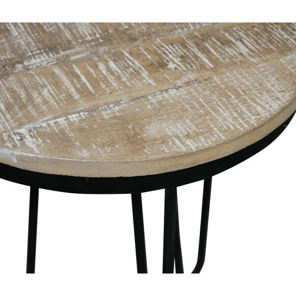 Outbound Natural and Black Round End Table with Wooden Top, image 4