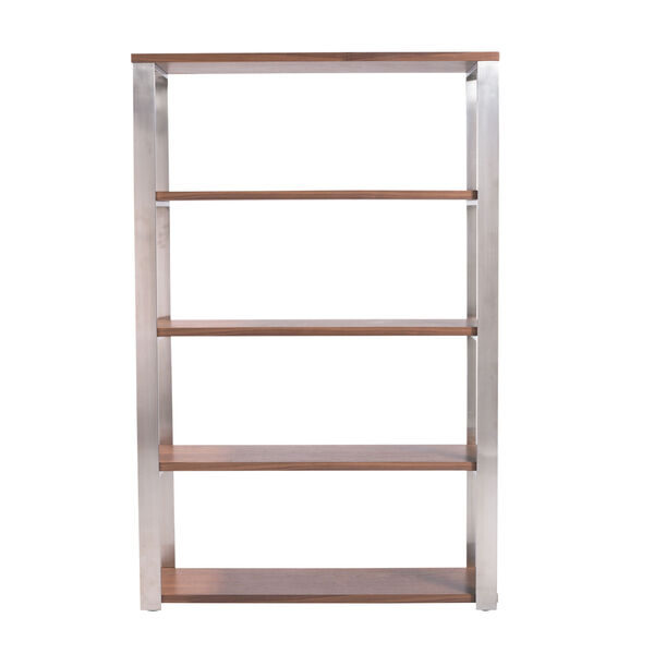 Dillon Walnut and Stainless Steel 39-Inch Shelving Unit - (Open Box), image 2