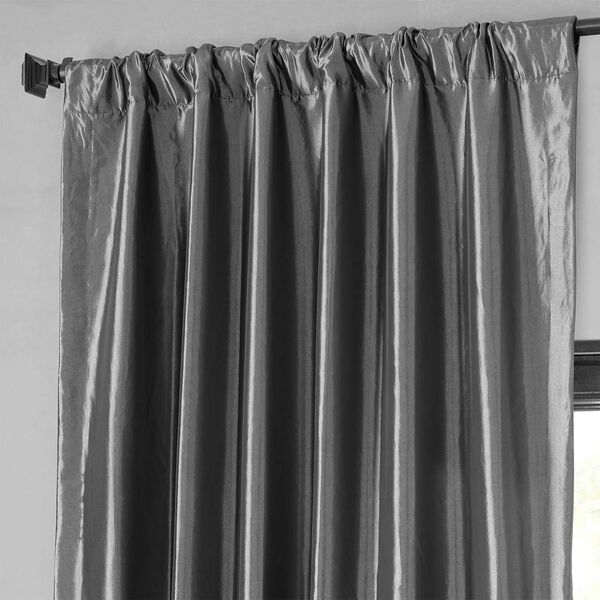 Graphite Blackout Faux Silk Taffeta Single Panel Curtain 50 x 96, image 4