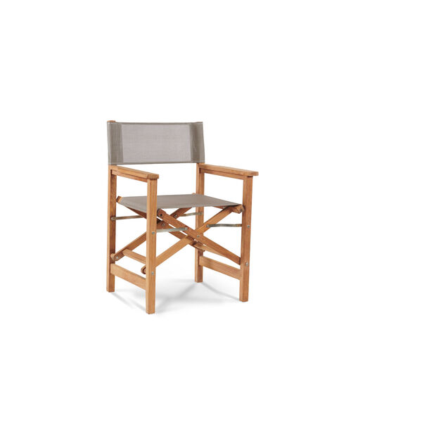 Del Ray Natural Teak  Five-Piece Square Outdoor Dining Set with Taupe Textilene Fabric, image 5