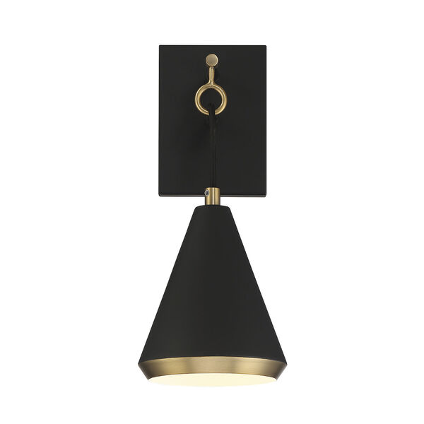 Chelsea Matte Black and Natural Brass One-Light Wall Sconce, image 3