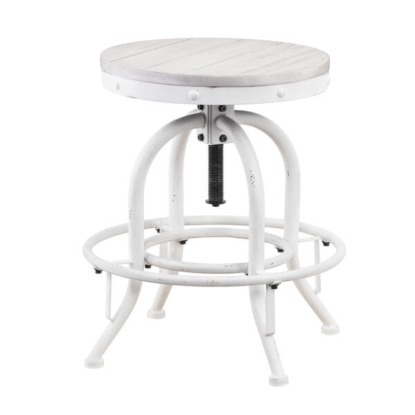Distressed White with Whitewash Stain Stool, image 5