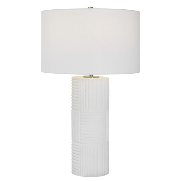 Patchwork Satin White One-Light Table Lamp, image 1