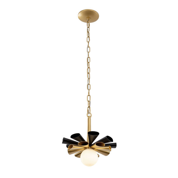 Daphne Matte Black French Gold 12-Inch LED Pendant, image 5