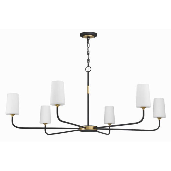 Niles Black Forged and Modern Gold Six-Light Chandelier, image 5