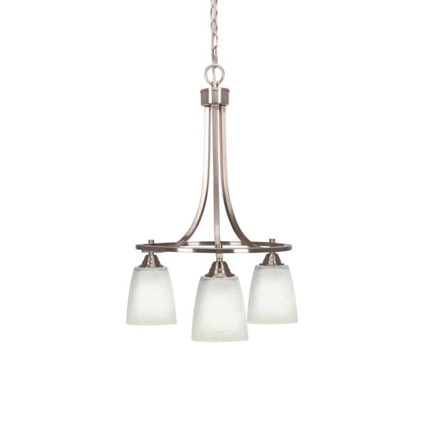 Paramount Brushed Nickel Three-Light Chandelier with Four-Inch White Muslin Glass, image 1