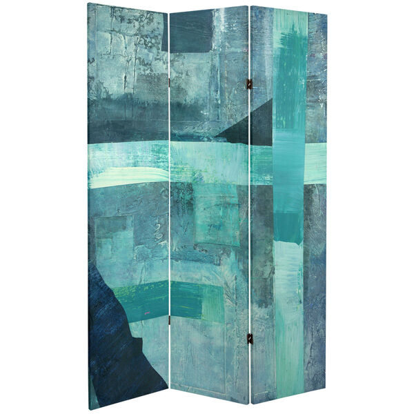 Tall Double Sided Shadow Indigo Canvas Room Divider, image 1