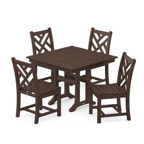 Chippendale Mahogany Trestle Side Chair Dining Set, 5-Piece, image 1
