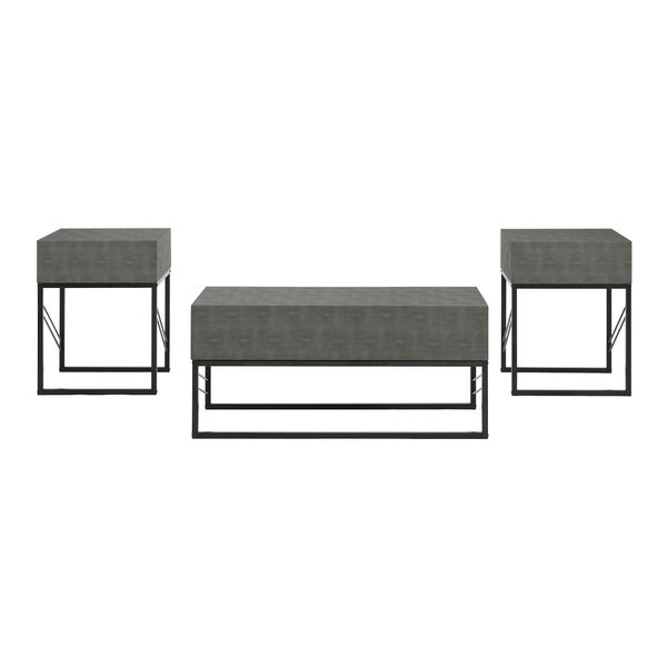 Grey and Black Coffee Table and Side Table Set, 3-Piece, image 6
