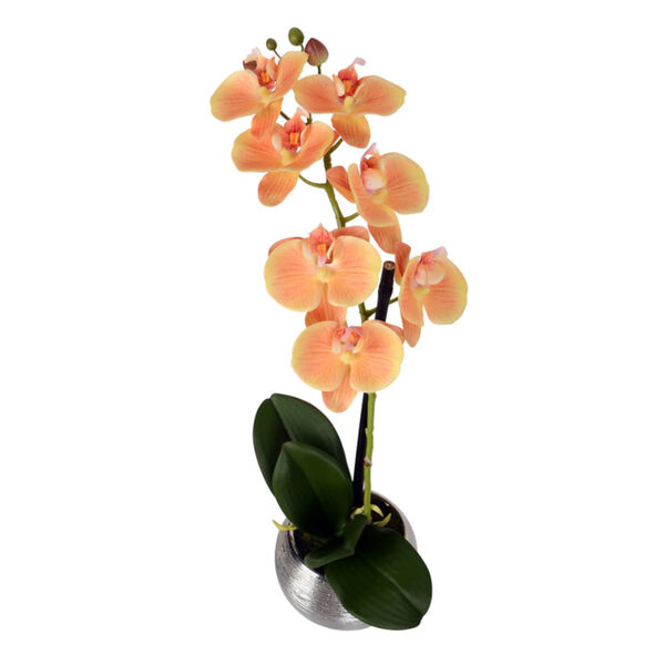 Peach Real Touch Phalaenopsis in Metal Pot, image 2