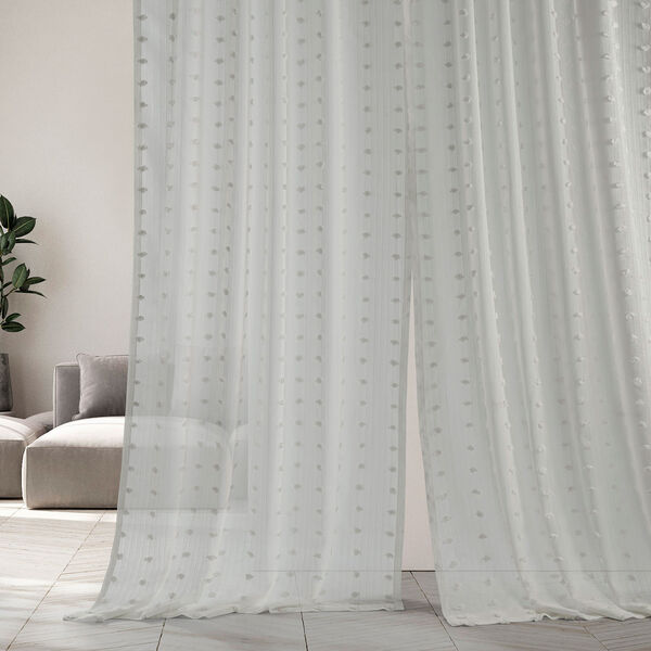 White Dot Patterned Faux Linen Single Panel Curtain 50 x 108, image 3
