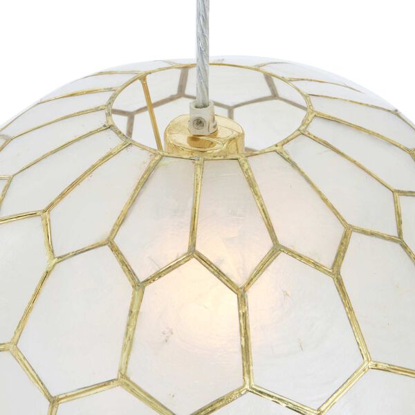 White and Antique Gold One-Light 14-Inch Pendant, image 3