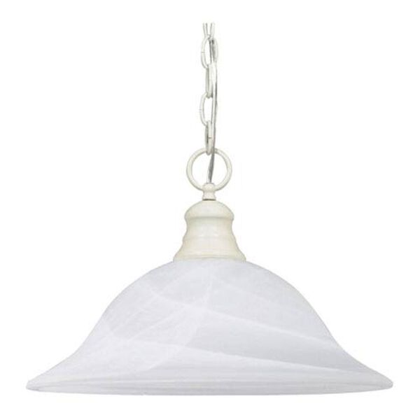 Textured White One-Light Pendant with Alabaster Glass, image 1