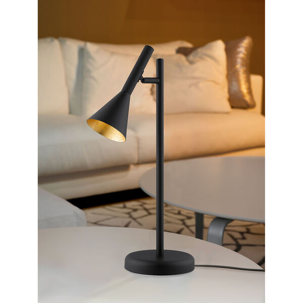 Cortaderas Black One-Light Table Lamp with Black Exterior and Gold Interior Shade, image 2