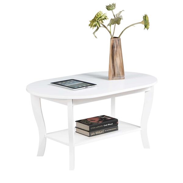 American Heritage White Oval Coffee Table with Shelf, image 4