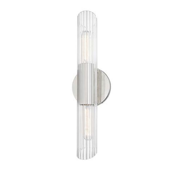 Leon Polished Nickel 17-Inch Two-Light Wall Sconce, image 1