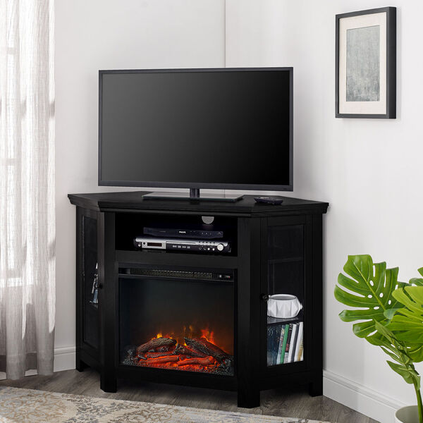 48-inch Corner Fireplace TV Stand - Black, image 4
