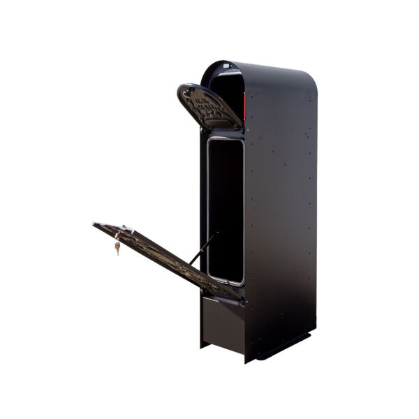 MailKeeper 100 Black 49-Inch Locking Column Mount Mailbox Decorative Classic Design Front, image 2