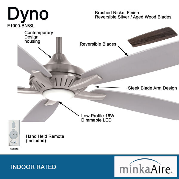 Dyno Brushed Nickel And Silver 52-Inch Led Ceiling Fan, image 4