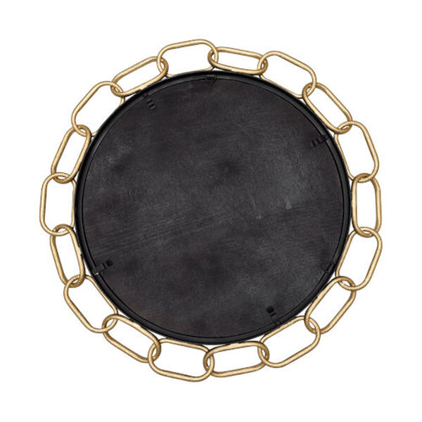 Chains of Love Matte Black Textured Gold 30-Inch Round Wall Mirror, image 3