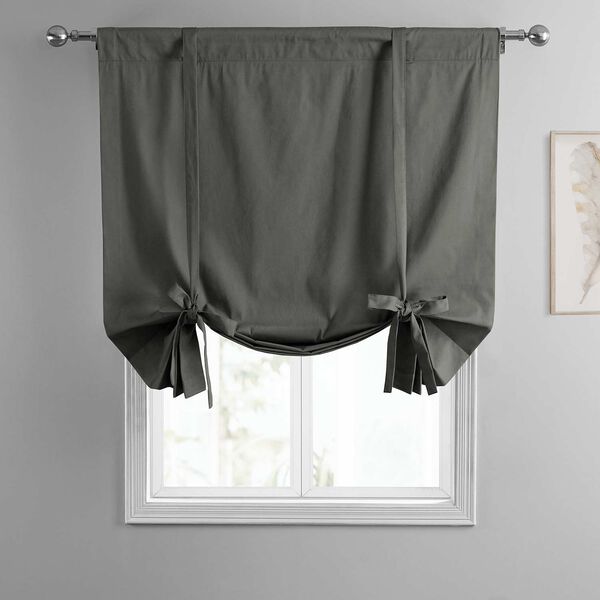 Millstone Gray Solid Cotton Tie-Up Window Shade Single Panel, image 3