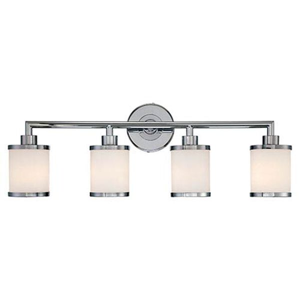 Chrome Four Light Vanity Fixture with Etched White Glass, image 1