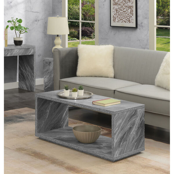 Northfield Admiral Gray Faux Marble Coffee Table with Shelf, image 1