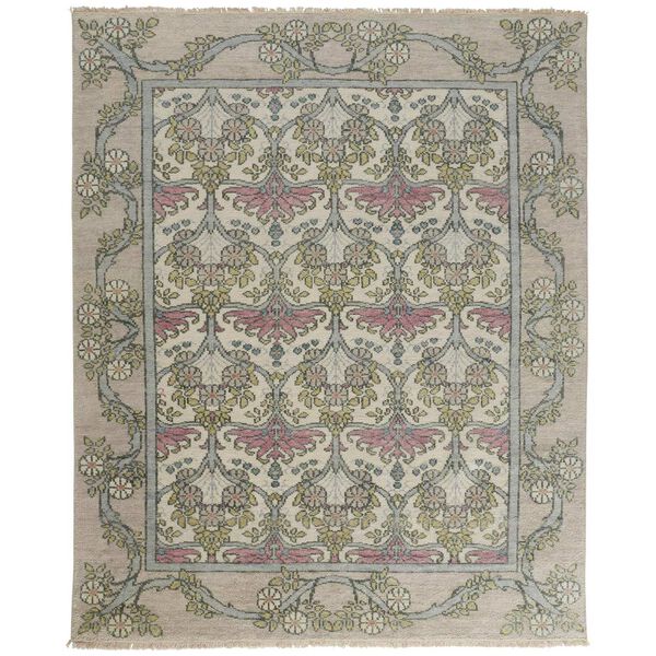 Beall Ivory Pink Green Area Rug, image 1