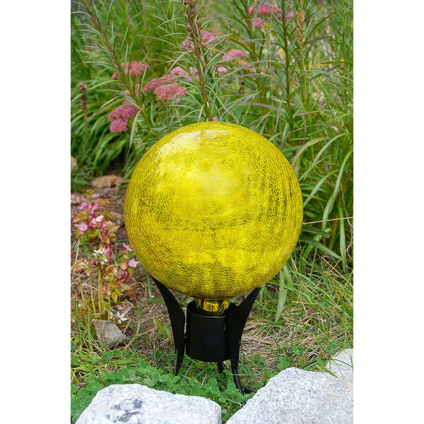 Gazing Globe 10 Inch Lemon Drop Crackle, image 3