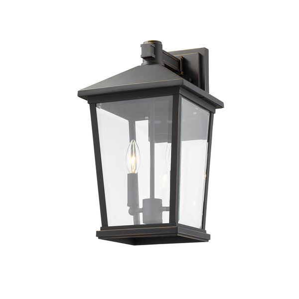Beacon Oil Rubbed Bronze Two-Light Outdoor Wall Sconce With Transparent Beveled Glass, image 4
