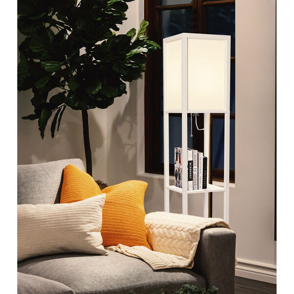 Maxwell White LED Floor Lamp with Shelf, image 5