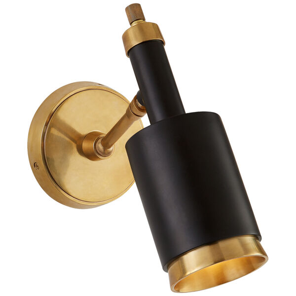Anders Small Articulating Wall Light in Hand-Rubbed Antique Brass and Black by Thomas O'Brien, image 1