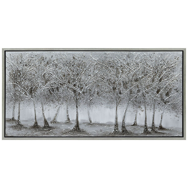 Black Framed Solitary Field Textured Metallic Hand Painted Wall Art, image 2